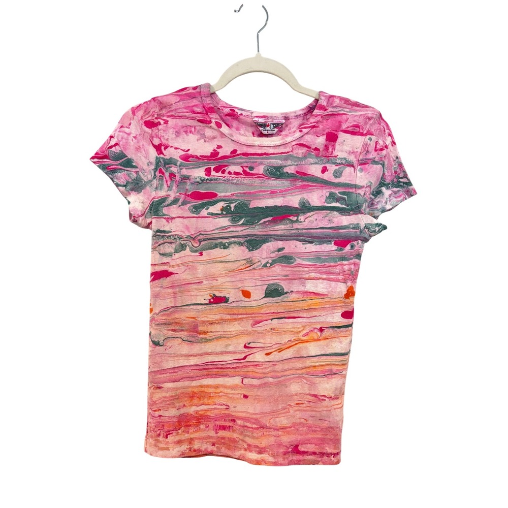Vintage Hard Tail Forever Y2K Baby Tee Ribbed Knit Tie Dye Top L